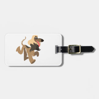 Cute Clownish Cartoon Afghan Hound Luggage Tag