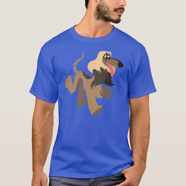 Cute Clownish Cartoon Afghan Hound T-Shirt (Front)