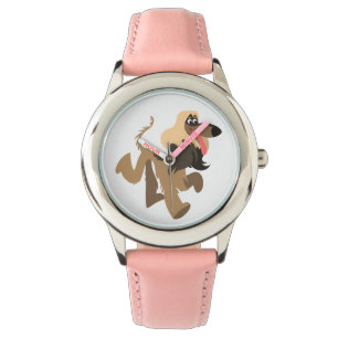 Cute Clownish Cartoon Afghan Hound Watch