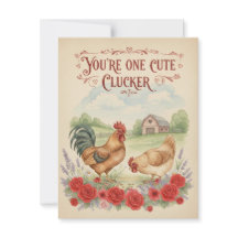  Cute Clucker Vintage Chicken Valentine's Card