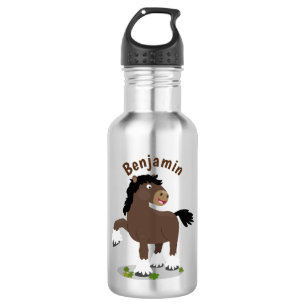Cute Clydesdale draught horse cartoon illustration 532 Ml Water Bottle