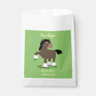 Cute Clydesdale draught horse cartoon illustration Favour Bags