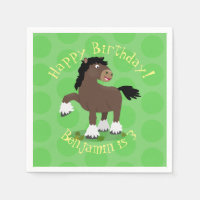 Cute Clydesdale draught horse cartoon illustration