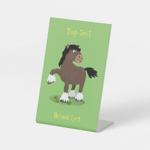 Cute Clydesdale draught horse cartoon illustration Pedestal Sign