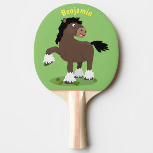 Cute Clydesdale draught horse cartoon illustration Ping Pong Paddle