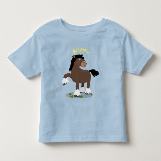 Cute Clydesdale draught horse cartoon illustration Toddler T-Shirt (Front)