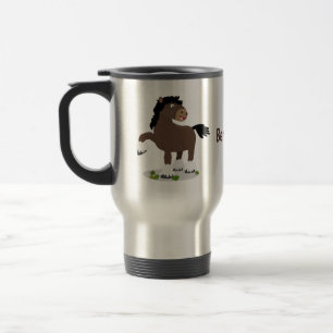 Cute Clydesdale draught horse cartoon illustration Travel Mug