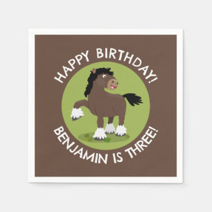 Cute Clydesdale horse personalised birthday Napkin