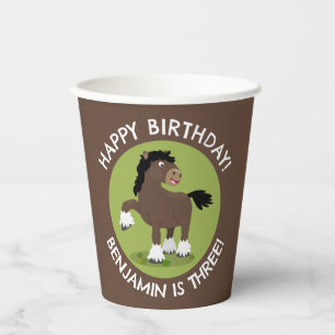 Cute Clydesdale horse personalised birthday Paper Cups