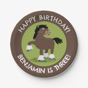 Cute Clydesdale horse personalised birthday Paper Plate