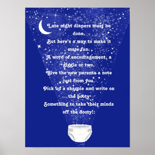 Cute Co-Ed Diaper Baby Shower Activity Poster (Front)