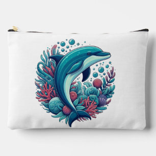 Cute, coastal/nautical dolphin accessory pouch