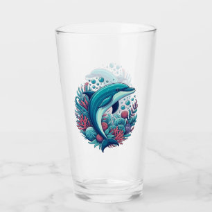 Cute, coastal/nautical dolphin glass
