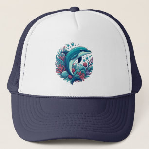 Cute, coastal/nautical dolphin  trucker hat