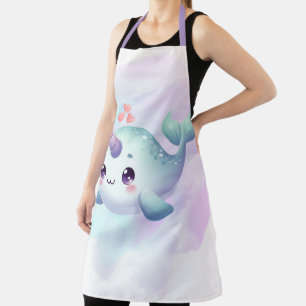 Cute/coastal/nautical narwhal apron