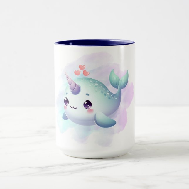 Cute/coastal/nautical narwhal  mug (Center)