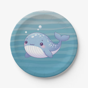 Cute, coastal/nautical whale paper plate