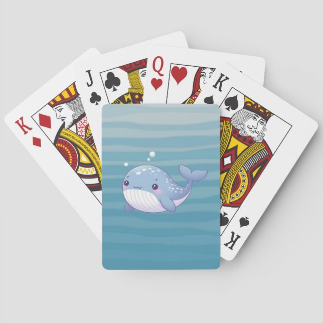 Cute, coastal/nautical whale playing cards (Back)