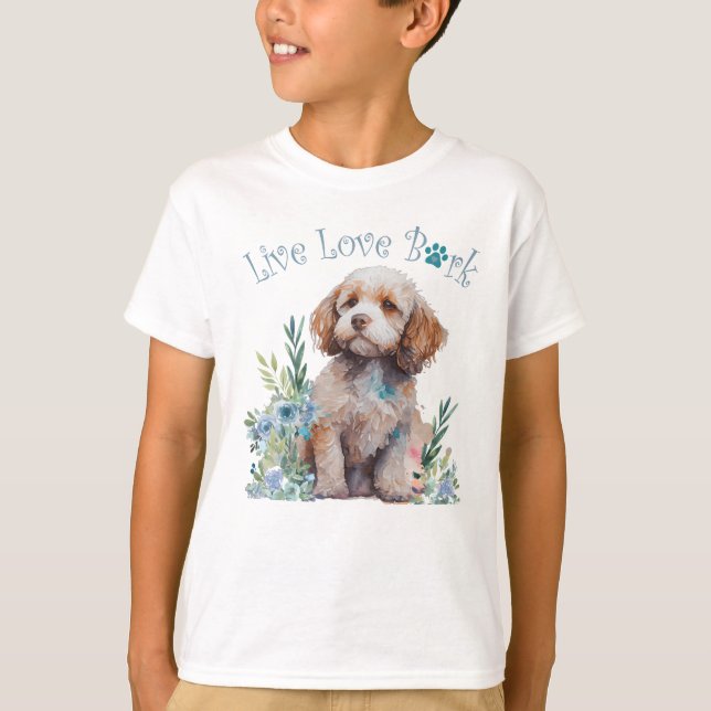 Cute Cockapoo Dog Floral T-Shirt (Front)