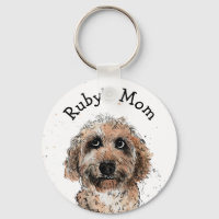 Cute cockapoo dog Keyring funny customised spoodle