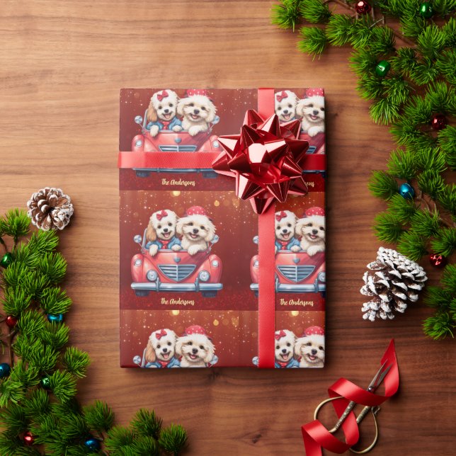 Cute Cockapoo Doodle Dog Custom Holiday Wrapping Paper (Holiday Gift)