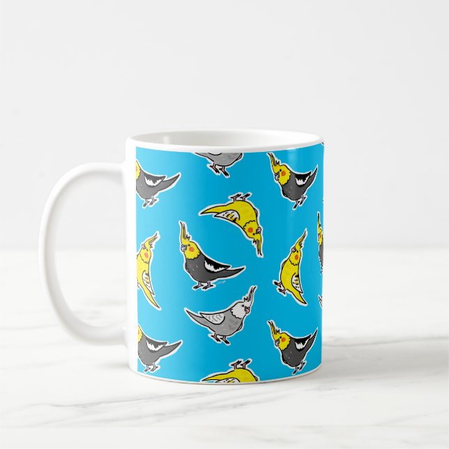 Cute Cockatiel Parrot Pattern Coffee Mug (Left)