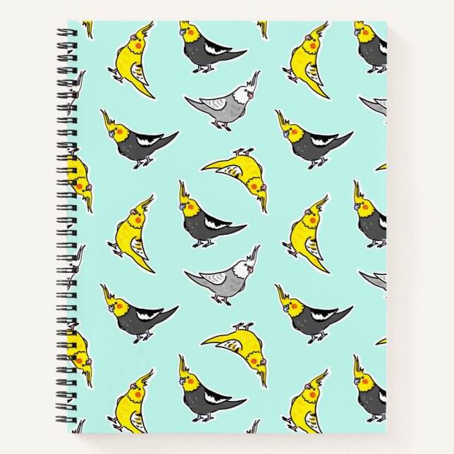 Cute Cockatiel Parrot Pattern Notebook (Front)