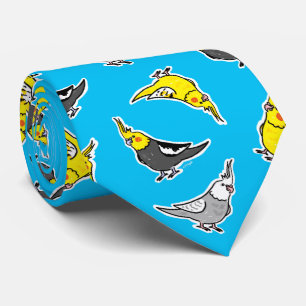 Cute Cockatiel Parrot Pattern Tie