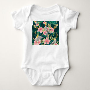 Cute Cockatiel Parrot Vintage Pattern Baby Bodysuit