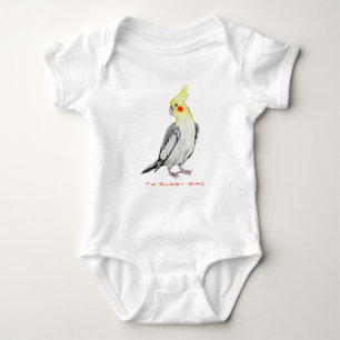 Cute Cockatiel Watercolor Parrot.  Baby Bodysuit