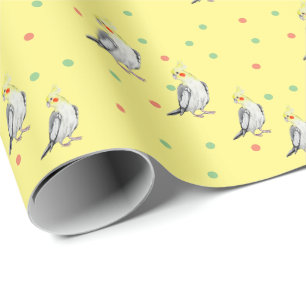 Cute Cockatiel Watercolor Parrot. Wrapping Paper