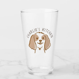 Cute Cocker Spaniel Cartoon Dog Personalised Glass