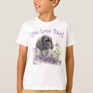 Cute Cocker Spaniel Dog Floral T-Shirt