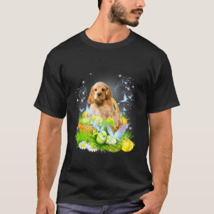 Cute Cocker Spaniel Dog Pet Hunting Egg Tree Bunny T-Shirt