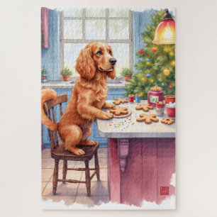 Cute Cocker Spaniel Gingerbread Baking Christmas Jigsaw Puzzle