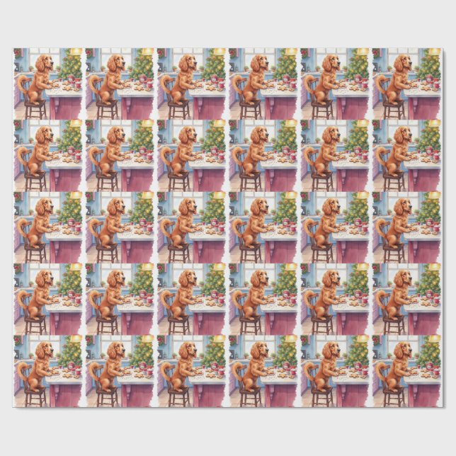 Cute Cocker Spaniel Gingerbread Baking Christmas Wrapping Paper (Flat)