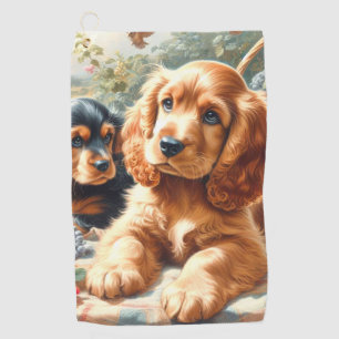 Cute Cocker Spaniel  Painting Golf Towel