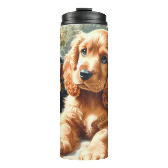 Cute Cocker Spaniel  Painting Thermal Tumbler (Front)
