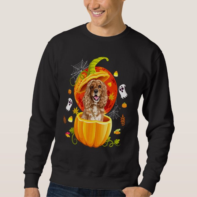 Cute Cocker Spaniel Pumpkin  Halloween Dog  1 Sweatshirt (Front)