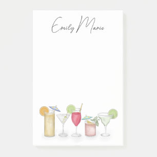 Cute Cocktail Drinks Colourful Simple Calligraphy Post-it Notes