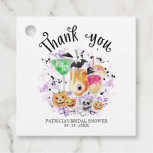 Cute Cocktails Halloween Bridal Shower Thank You Favour Tags