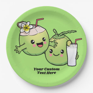 Cute Coconuts custom text Paper Plate
