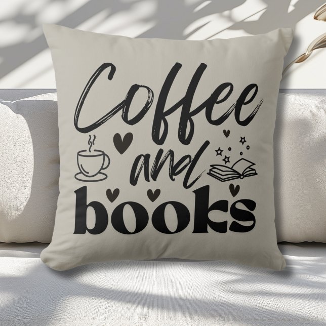 Cute Coffee and Book Lovers Gift Cushion (Creator Uploaded)