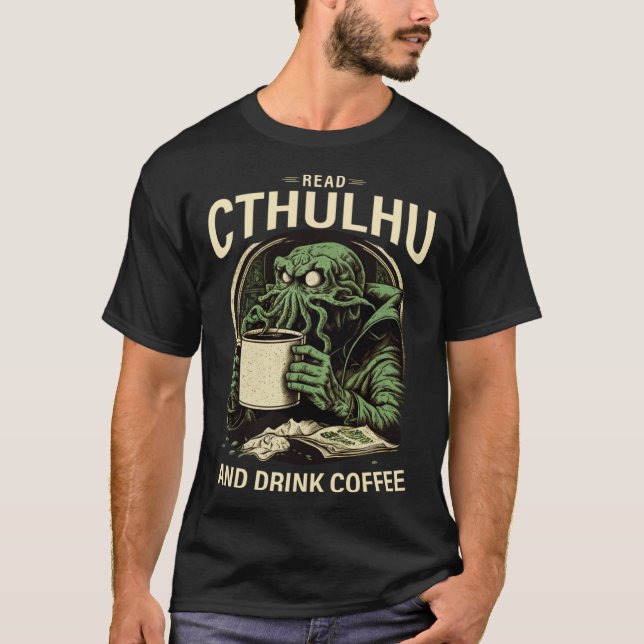 Cute Coffee And Cthulhu T-Shirt (Front)