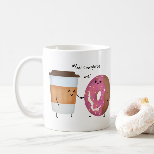 Cute Coffee and Donut Complete Couple Mug (With Donut)