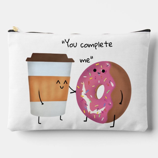 Cute Coffee and Doughnut Complete Couple Accessory Pouch (Front)