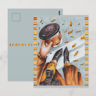 Cute Coffee Artistic Autumn fall Postcard