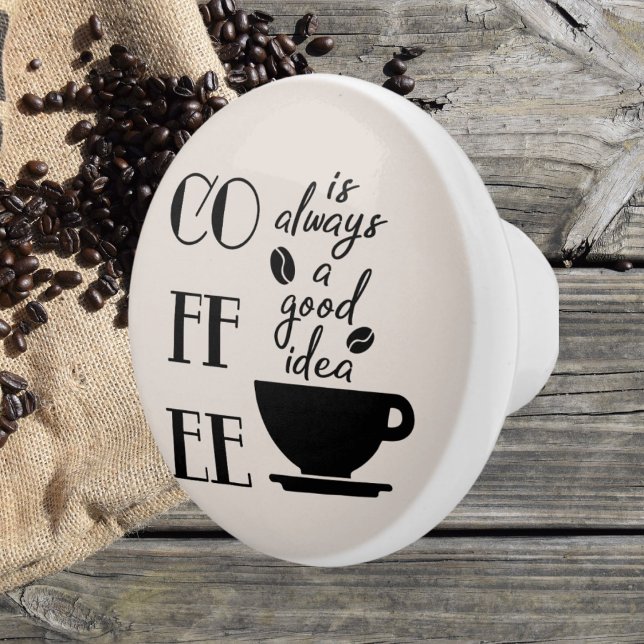 cute coffee bar lovers decor Ceramic Knob (Creator Uploaded)