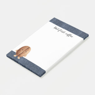 Cute Coffee Bean Faux Blue Jean Denim Post-it Notes