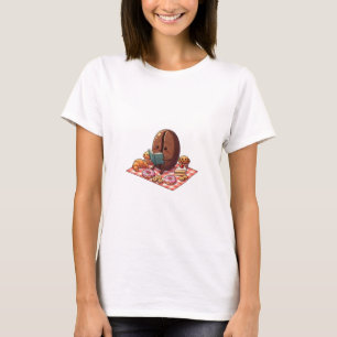 Cute Coffee Bean Reading Book at Pastry Picnic T-Shirt